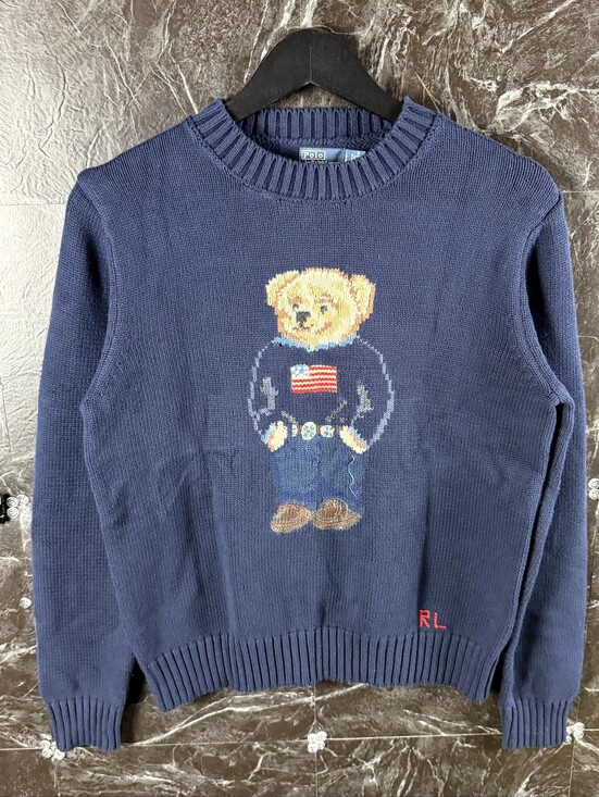 Polo Ralph Lauren Sweaters - Polo Ralph Lauren Women's Blue USA Polo Bear Knit Sweater Small